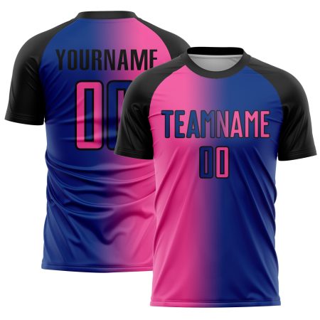 Custom Royal Pink-Black Sublimation Gradient Fashion Soccer Uniform Jersey